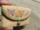 Vintage Mid-century Embroidered Finger Coin Purse Sewing Needle Case 