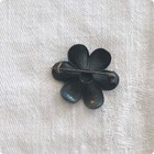 Vintage French Black Matte Flower Brooch  Antique  2 5cm  Plastic