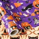 Reversible Halloween Wrapping Paper Roll  Mini Roll  Purple Pumpkin Ghost Haunte