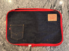 Vtg Levi   s 501 Denim Placemats Novel Designs Sf Red Trim Americana Kitchen Set 8