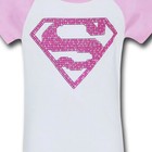 Supergirl Girls Pink Pattern Symbol T-shirt White