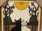 Bp Home    the Lovers    Framed Textile Wall Art Embroidered Fabric Decor Cat Trees
