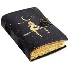 Moon Vintage Leather Journal     Grimoire  Deckle Edge Paper  Spell Book Of Shadow
