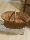 Vintage Large Wicker Basket With Handle  L23    X W13 5    X H9     16 5    With Handle 