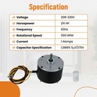Condenser Fan Motor For Genteq Ge 5kcp39egs070s 5kcp39egy823s 208-230v  1 4 Hp