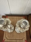Vintage Silver Crystal Candle Stick Holders - Two