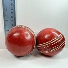 Pair Red Leather Cricket Balls 2 5 In Diameter Practice Training Lot Sports
