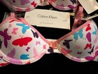 2 Nwt Calvin Klein Girls Lightly Padded Demi Underwire Bra Butterfly Print 32a