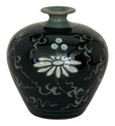 Korean Celadon Green Crackle Glaze Vase Flowers Marked