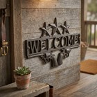 Cast Iron Western Welcome Sign Wall Plaque Stars Crossed Revolver Pistols 13 25 