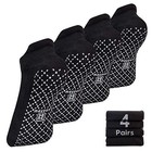  Unisex Non Slip Grip Socks With Cushion For Large 4 Pairs-4 Pairs Of Black