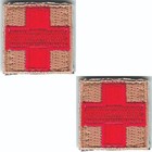 Red Tan Medic Paramedic First Aid Patch Fits For Velcro   Brand Fastener Lot Of 2