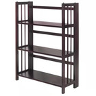 Folding Bookcase Espresso Wood Bookshelf Stackable 3-shelf Open Back Book Store