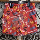 Vtg Hush Puppies Boys 5 Geometric Abstract Drawstring Shorts Red Retro 90s 