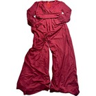 Red Dot Boutique Women Burgundy Wide Leg V Neck Long Sleeve Jumpsuit Size 1x