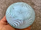 Vintage Fenton Art Glass Blue Opalescent Swirl Feather Powder Jar   Rare 