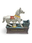 Vintage Trick Pony Circus Horse Cast Iron Mechanical Coin Bank - Working