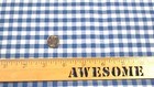 Baby Blue White Vintage Primitive Cotton Gingham Check Doll Quilt Fabric 1960 s