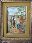 Vintage K  Sharon Signed Enamel On Copper Painting Gilded Gold Rococo Frame Rare