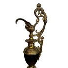 Vintage Ornate 17    Tall Large Brass Ewer Urn Candle Holder Decor  read 
