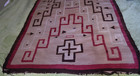 Antique Navajo Native American Indian Rug With Feather  Arrow And Bird