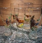 Vintage Tall Drinking Glasses  Includes 5 Different Animals   