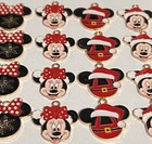 Disney Mickey   Minnie Mouse Christmas Enamel Metal Charms Lot Red Black White