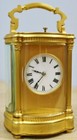 Stunning Antique French 8 Day Gilt Brass Curved Glass Repeater Carriage Clock