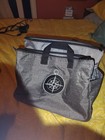 Gray Zip Briefcase document Case W  Double Handles  Inner Pockets  Compass Patch