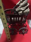 Antique Victorian Baby Doll Stroller Vintage Wicker Wood Iron Baby Doll Carriage