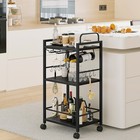 Bar Cart For The Home 3 Tier Kitchen Carts With Wheels Small Rolling Glass
