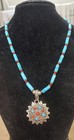 Vintage Sterling Silver 925 Southwestern Turquoise Coral  Necklace