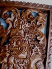 Vintage  Carved Balinese Indonesian Wood Panel king Rama wibisana flawed Beauty