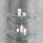 Bathroom Shelf 2 Pack Glass Shelf Shower Organizer Corner Floating Sliver