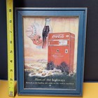 Coca-cola Framed Advertising Poster Print  host Of The Highways  Blue Frame Card