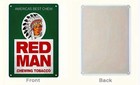 Vintage Red Man Chewing Tobacco Advertising Metal Tin Sign 12x8 Retro Wall Decor