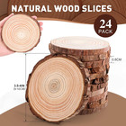 24 Pcs Unfinished Natural Wood Slices For Crafts 3 5-4 Inch Wood Rounds For Craf