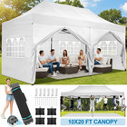 10x20 Pop Up Canopy Tent Commercial Heavy Duty Waterproof Gazebo Thickened Frame