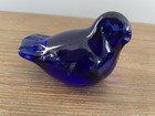 Vintage Cobalt Blue Glass Bird Paperweight Swedish