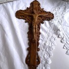 Antique Hand Carved Crucifix Burwood Vintage Wall Crucifix