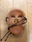 Hand Carved Wooden Mask Painted Traditional Folk Craft Wall Hanging With Cord