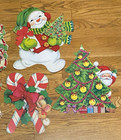 Vintage Christmas Die Cut Out Cutouts Decor Snowman Carolers Candy Cane Lot 5