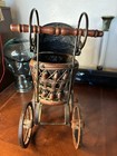Vintage Wicker Baby Doll Carriage Buggy Antique Stroller Pram Home Decor 
