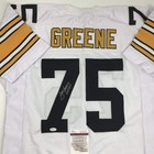 Autographed signed Mean Joe Greene Hof 87 Pittsburgh White Jersey Jsa Coa