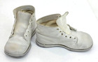Vintage White Leather  fabric Lined  Toddler Shoes Classic Lace Up Style
