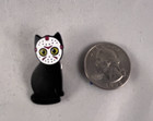 Black Cat With Hockey Mask - Enamel Pin - Horror halloween - About 1 25  High