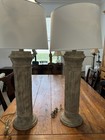 Pair Of Large Terra Cotta Roman Column Table Lamps  Shades Sold Separate 