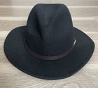 Black Wide Brim Fedora Hat Wool Blend Classic Dress Fashion Unisex M