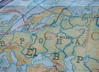 Vintage Ussr Wall Map Eastern   Western Hemispheres World School Poster 1 7m 68 