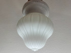 Vintage Art Deco Architectual Shade Porcelain Ceiling Light Fixture